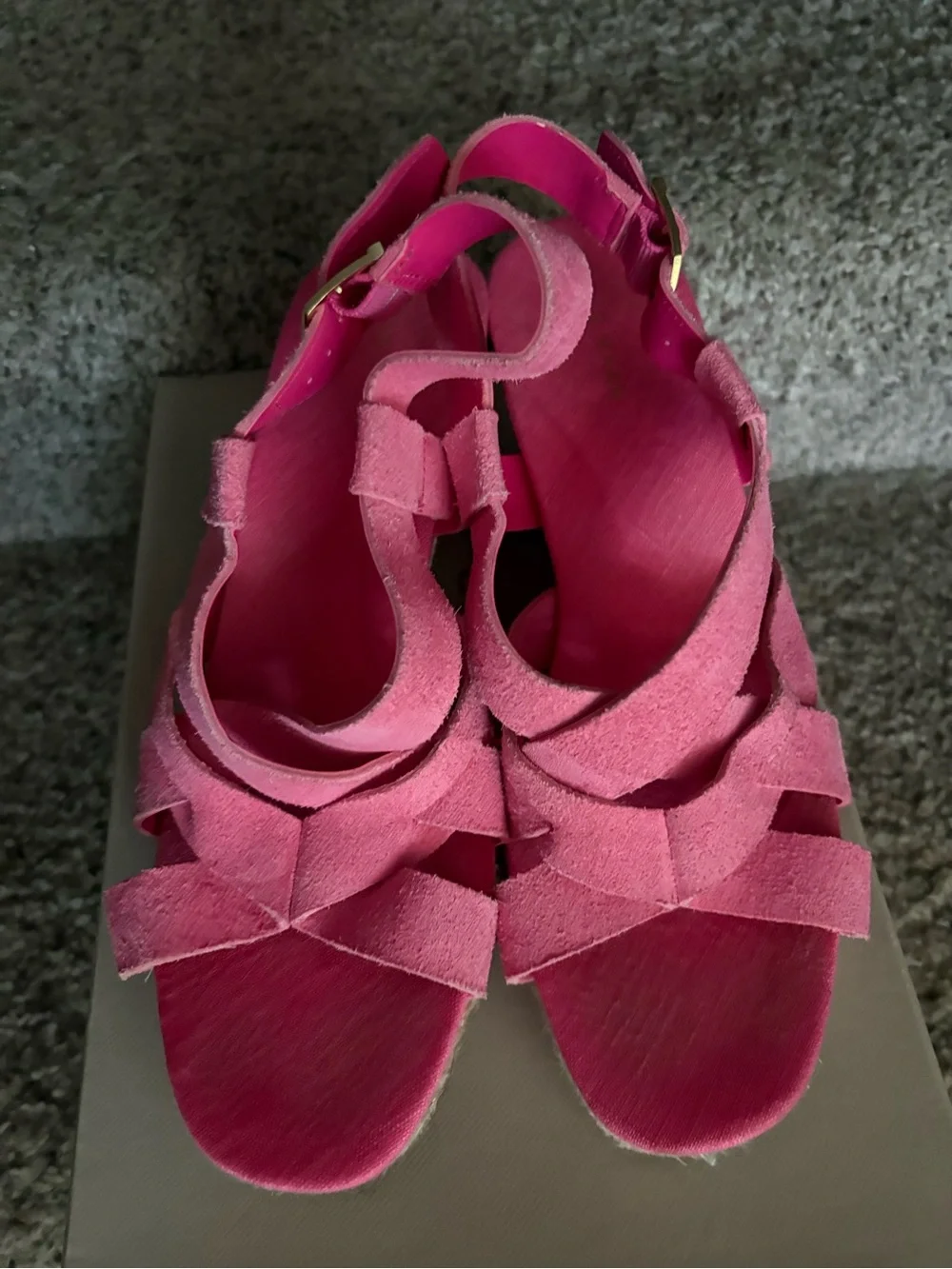 Cole Haan Hot Pink Suede Strappy Sandals